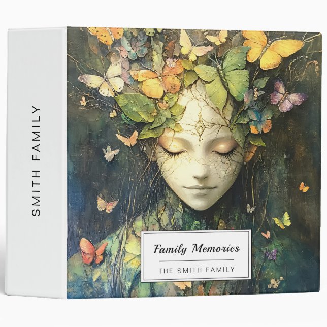 Enchanted Forest Goddess with Butterflies (2) 3 Ring Binder (Front/Spine)