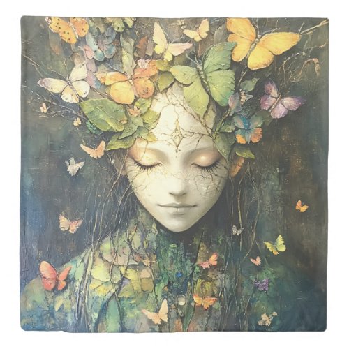 Enchanted Forest Goddess with Butterflies (2) Duvet Cover