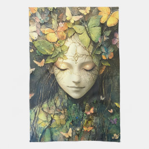 Enchanted Forest Goddess with Butterflies (2) Kitchen Towel