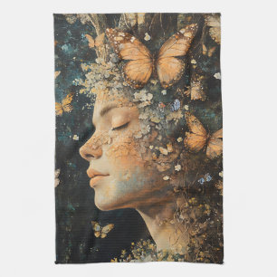 Enchanted Forest Goddess with Butterflies (4) Kitchen Towel