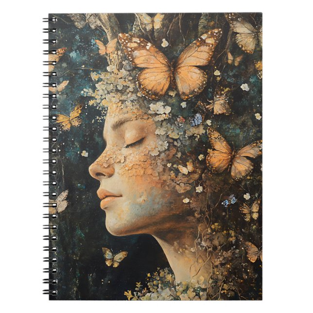 Enchanted Forest Goddess with Butterflies (4) Notebook (Front)