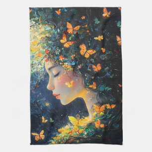 Enchanted Forest Goddess with Butterflies (5) Kitchen Towel