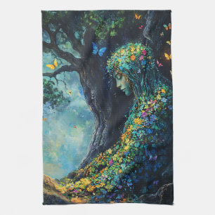 Enchanted Forest Goddess with Butterflies (6) Kitchen Towel