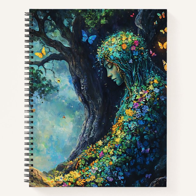 Enchanted Forest Goddess with Butterflies (6) Notebook (Front)