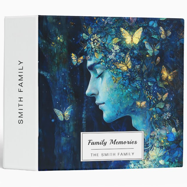 Enchanted Forest Goddess with Butterflies (7) 3 Ring Binder (Front/Spine)