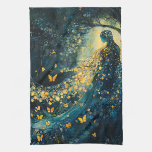 Enchanted Forest Goddess with Butterflies (8) Kitchen Towel