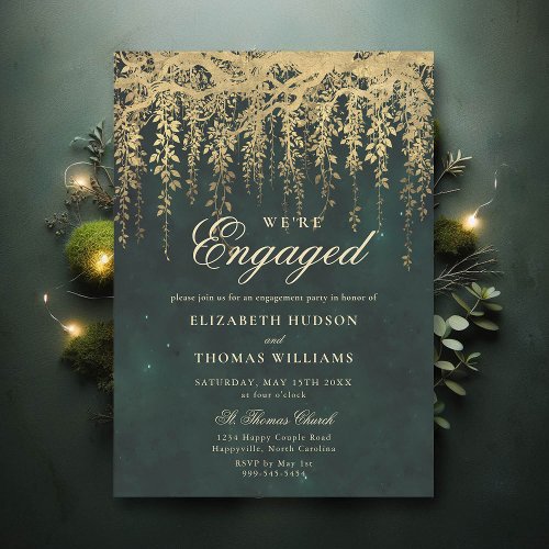 Enchanted Forest Gold Church Engagement Party Invitation