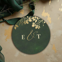Enchanted Forest Gold Foliage Hunter Green Wedding