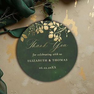 Enchanted Forest Gold Foliage Hunter Wedding Favor Classic Round Sticker