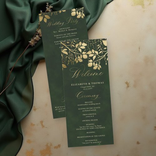 Enchanted Forest Gold Foliage Wedding Program