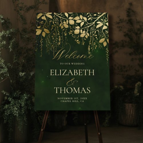 Enchanted Forest Gold Foliage Wedding Welcome Foam Board