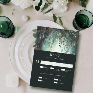 Enchanted Forest Gold Vine Meal Wedding RSVP Card