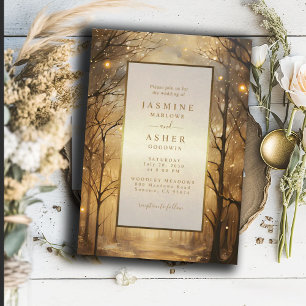Enchanted Forest Gold Wedding Invitation