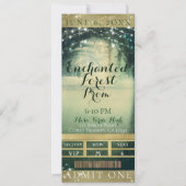 Enchanted Forest Green Blue Prom VIP Party Ticket Invitation (Front)
