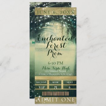 Enchanted Forest Green Blue Prom Vip Party Ticket Invitation by printabledigidesigns at Zazzle