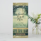 Enchanted Forest Green Blue Prom VIP Party Ticket Invitation (Standing Front)