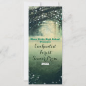 Enchanted Forest Green Blue Prom VIP Party Ticket Invitation (Back)