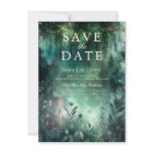 Enchanted Forest Green Mauve Wedding Save the Date