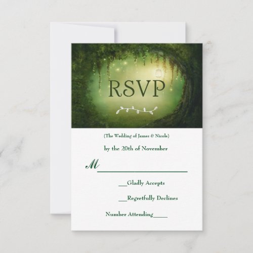 Enchanted Forest Green Wedding RSVP Response Card