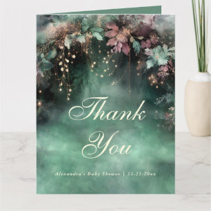 Enchanted Forest Greenery Arch Fairy Baby Shower Letterpress Thank You Card