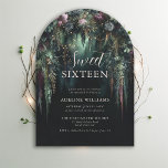 Enchanted Forest Greenery Arch Fairytale Sweet 16 Invitation<br><div class="desc">A whimsical watercolor illustration of a majestic tree, with lush foliage and floral details in emerald green and mauve, with a feminine arch of draped greenery in mauve and emerald green, sparkling bright with fairy lights and magic dust, decorates this spring summer fall winter Sweet 16 invitation with an enchanted...</div>