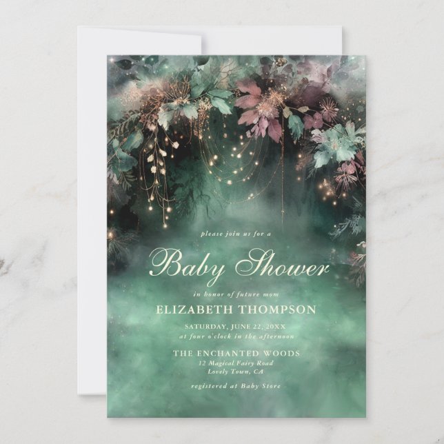 Enchanted Forest Greenery Arch Magical Baby Shower Invitation Zazzle