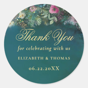 Enchanted Forest Greenery Roses Wedding Favor Classic Round Sticker
