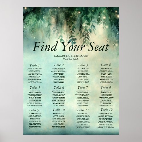Enchanted Forest Greenery Wedding 12 Seating Chart