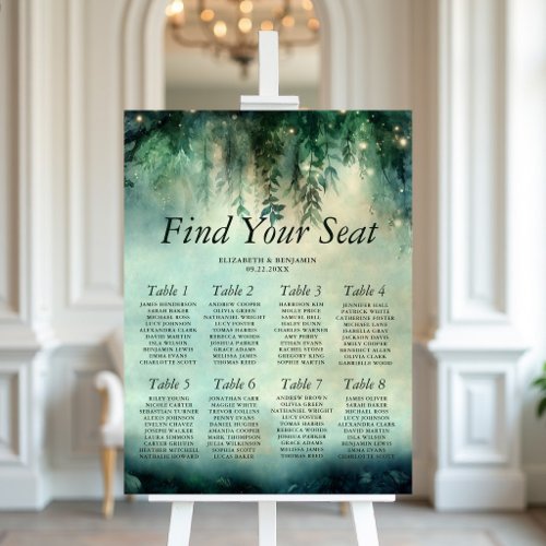 Enchanted Forest Greenery Wedding Seating Chart Foam Board