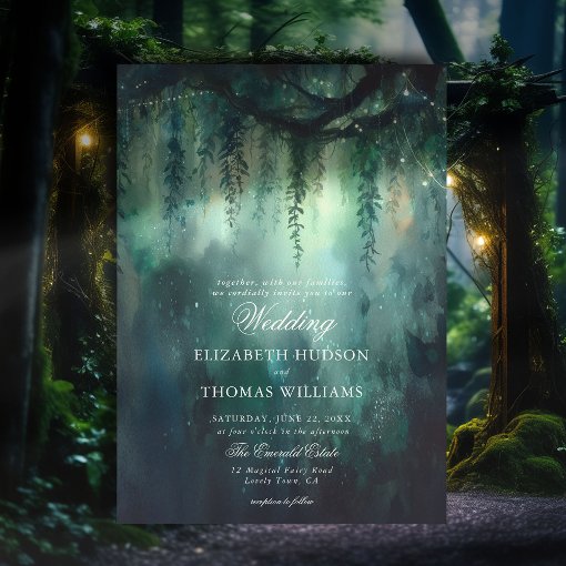 Enchanted Forest Hanging Greenery Fairy Wedding Invitation | Zazzle