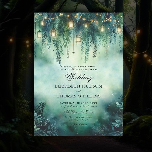 Enchanted Forest Hanging Lanterns Fairy Wedding Invitation