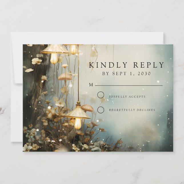 Enchanted Forest Hanging Lanterns Wedding  Save The Date (Front)