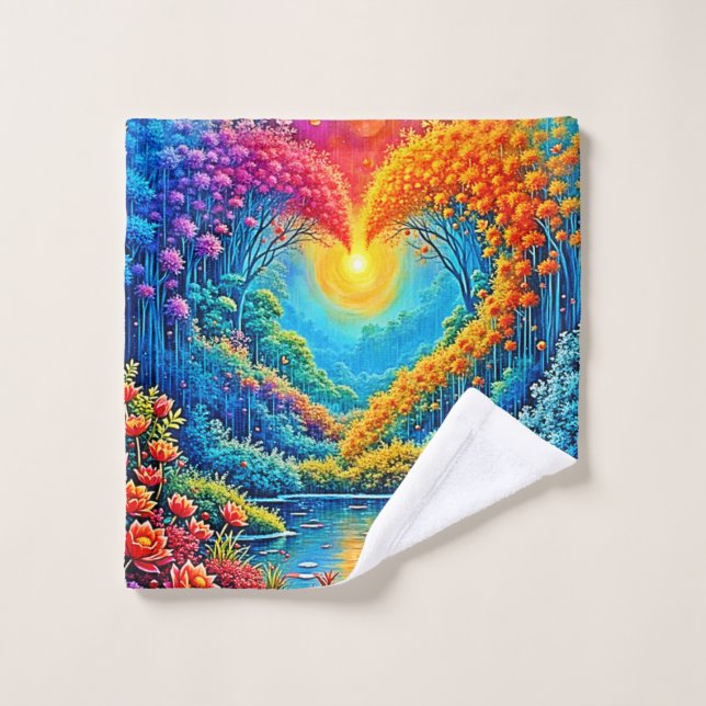 Enchanted Forest Heart of Light Design Bath Towel Set (Wash Cloth)