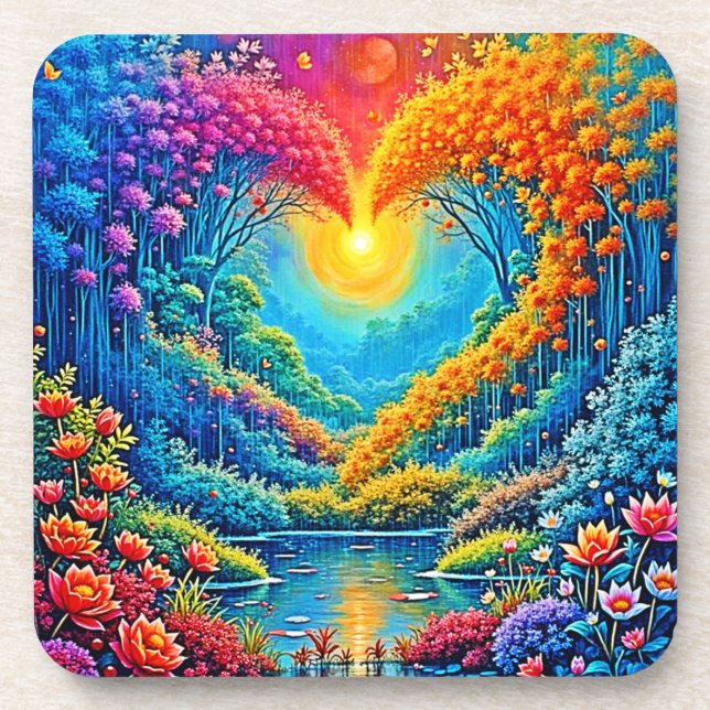 Enchanted Forest Heart of Light Design Beverage Coaster (Front)