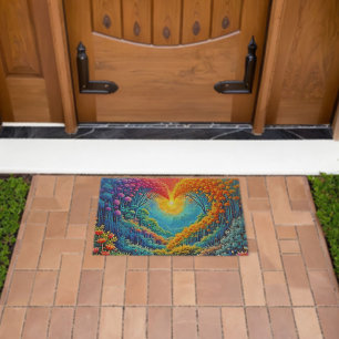 Enchanted Forest Heart of Light Design Fiber Doormat