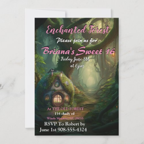 Enchanted Forest House Sweet 16 Invitation