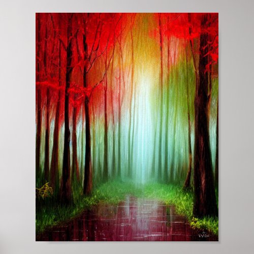 Enchanted forest in autumn poster