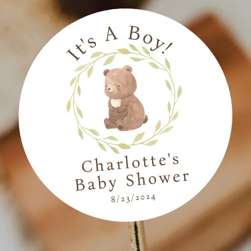 Enchanted Forest Its a Boy Classic Round Sticker