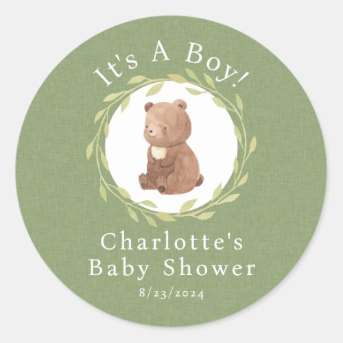 Enchanted Forest Its a Boy Classic Round Sticker