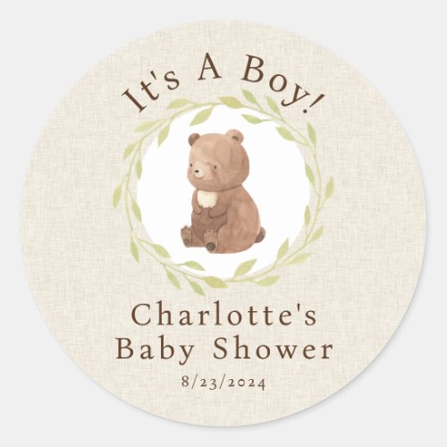 Enchanted Forest Its a Boy Classic Round Sticker