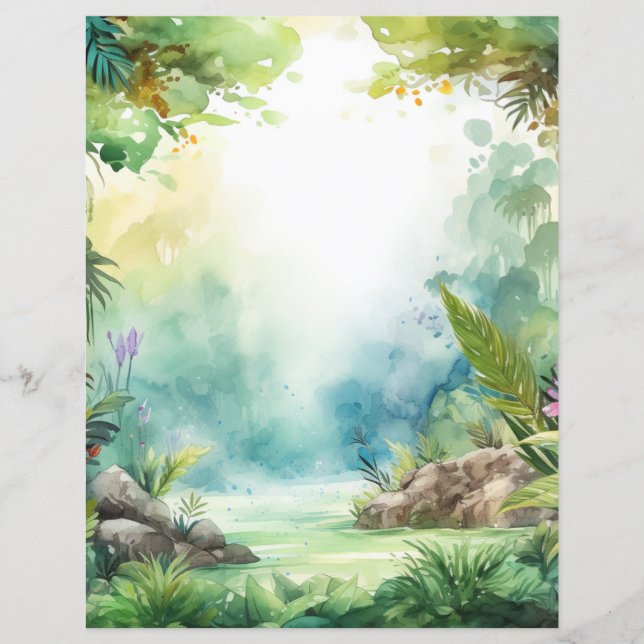 Enchanted Forest Jungle Adventure Scrapbook Paper (Front)