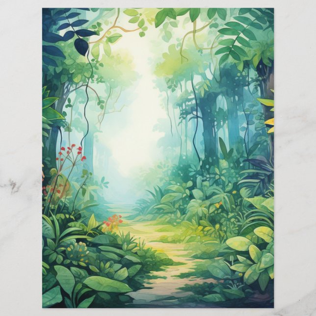 Enchanted Forest Jungle Adventure Scrapbook Paper (Front)