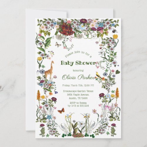 Enchanted Forest Jungle Animals Baby Shower Invitation