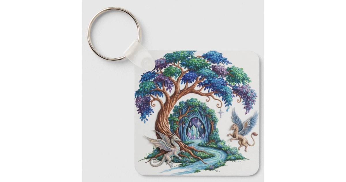 Enchanted Forest Keychain - Tree of Life | Zazzle