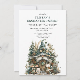 Enchanted Forest Kid's 1st Birthday Party Invitation