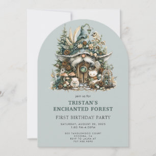 Enchanted Forest Kid's 1st Birthday Party Invitation