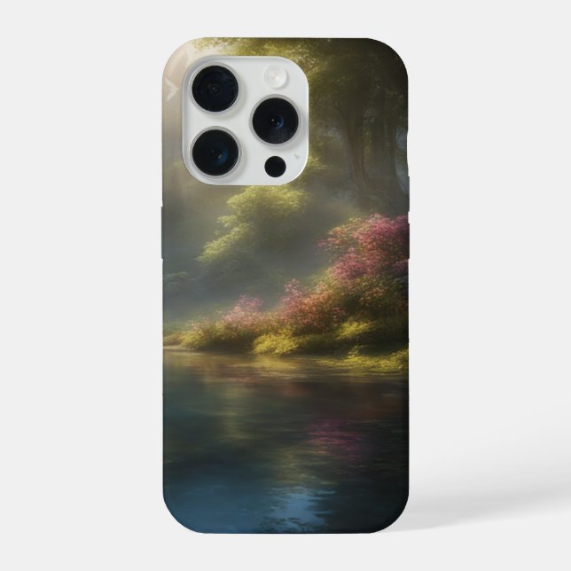 'Enchanted Forest Lake' iPhone 15 Pro Case (Back)