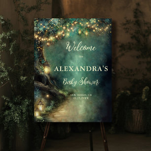 Enchanted Forest Lanterns Gold Baby Shower Welcome Foam Board