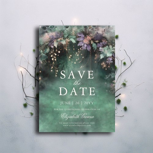 Enchanted Forest Lavender Quinceanera Fairy Tale Save The Date