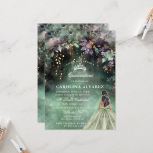 Enchanted Forest Lavender Sage Green Quinceanera Invitation